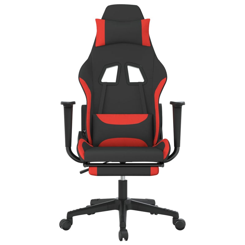 vidaXL Gaming Chair with Footrest Black and Red Fabric
