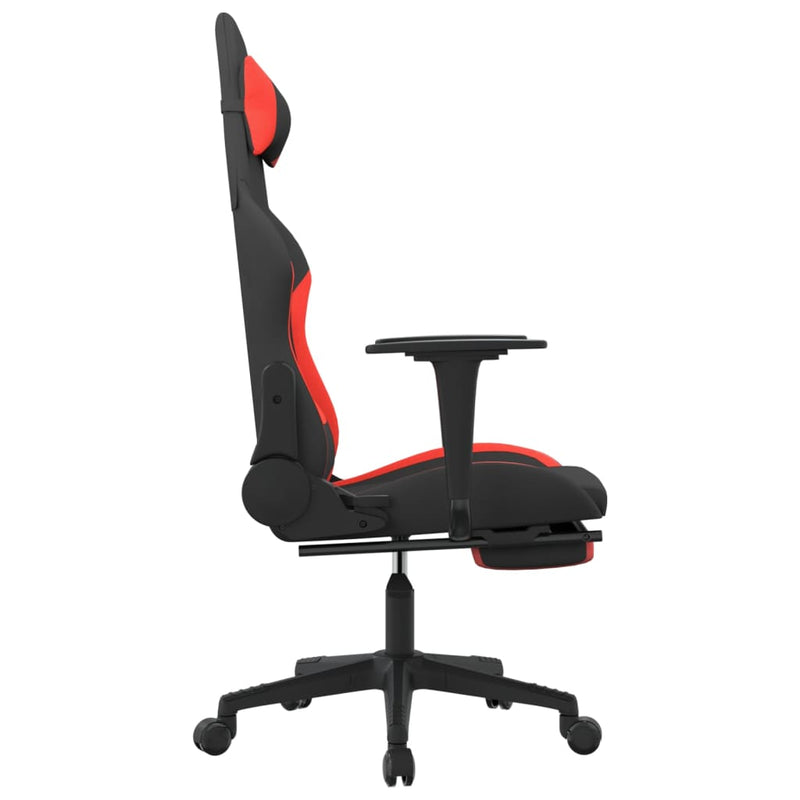 vidaXL Gaming Chair with Footrest Black and Red Fabric
