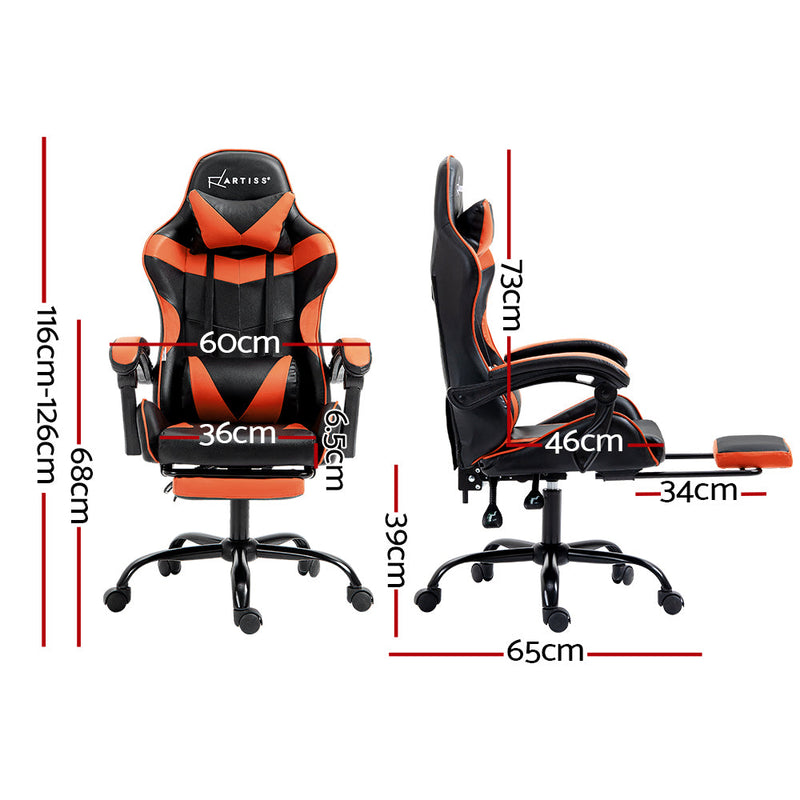 NNEDSZ Gaming Office Chair Executive Computer Leather Chairs Footrest Orange