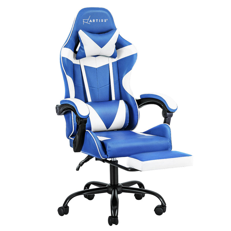 NNEDSZ Gaming Office Chair Executive Computer Leather Chairs Footrest Blue White