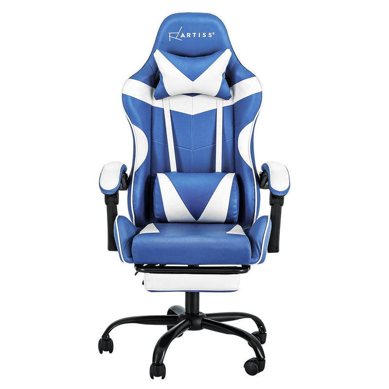 NNEDSZ Gaming Office Chair Executive Computer Leather Chairs Footrest Blue White