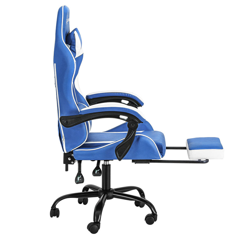 NNEDSZ Gaming Office Chair Executive Computer Leather Chairs Footrest Blue White